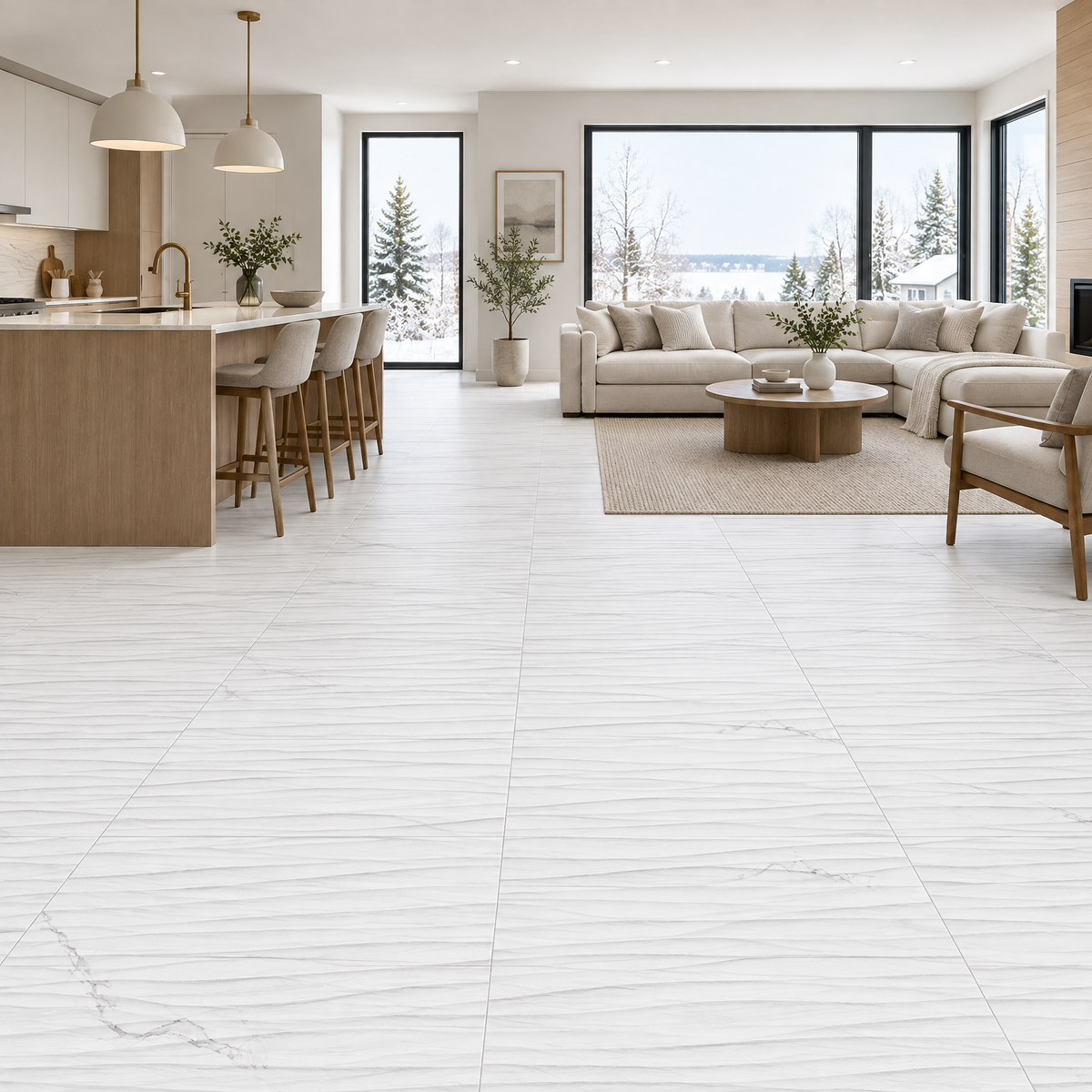White Tile 16×32 — 6072HL, structured, an illustration of it installed