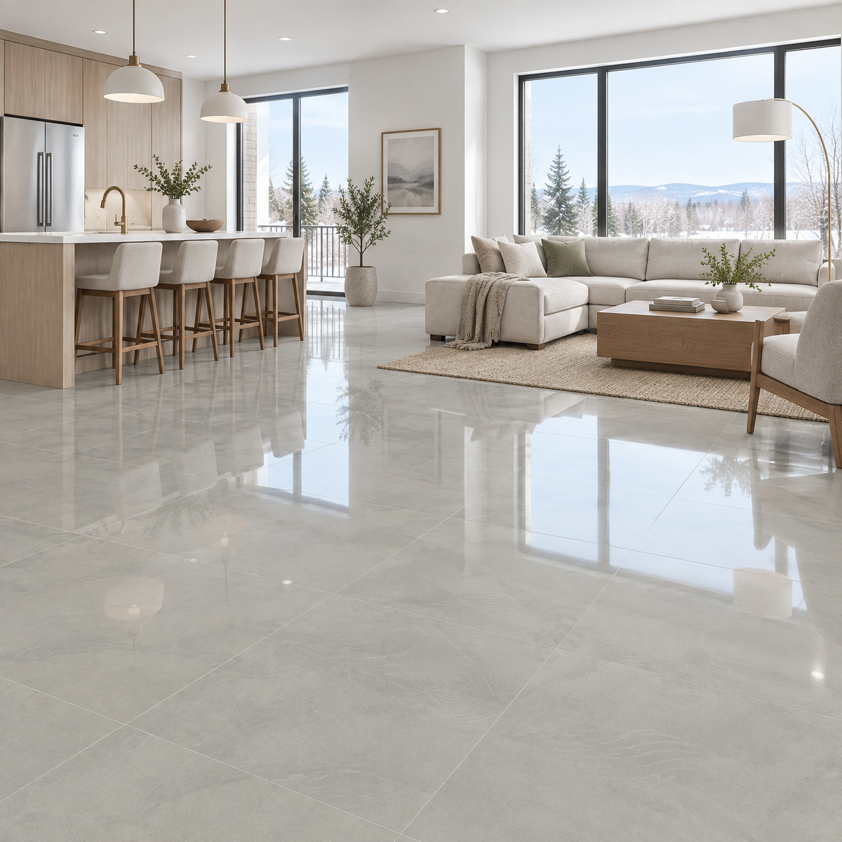 Antartica Ice Glossy Tile 24×24, an illustration of it installed