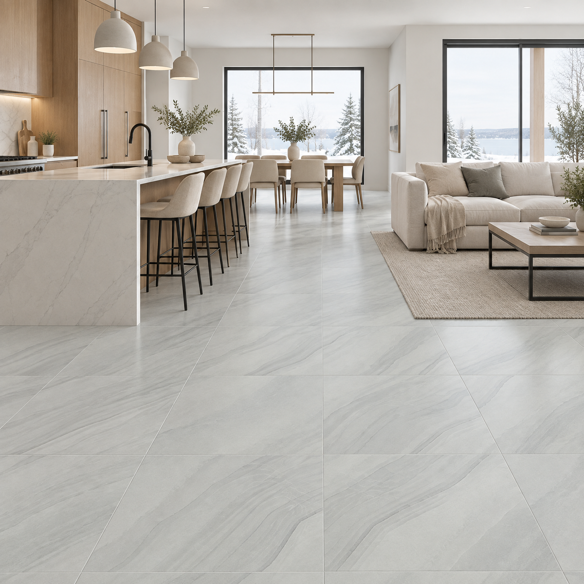 Aristone Grey, 24×24, tile, an illustration of it installed