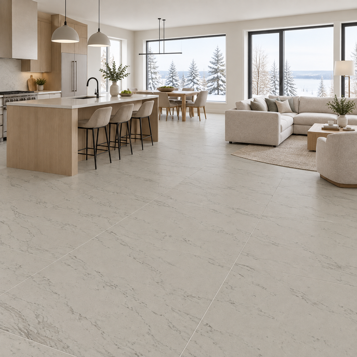 Chicago White Matte Tile 32×64, an illustration of it installed