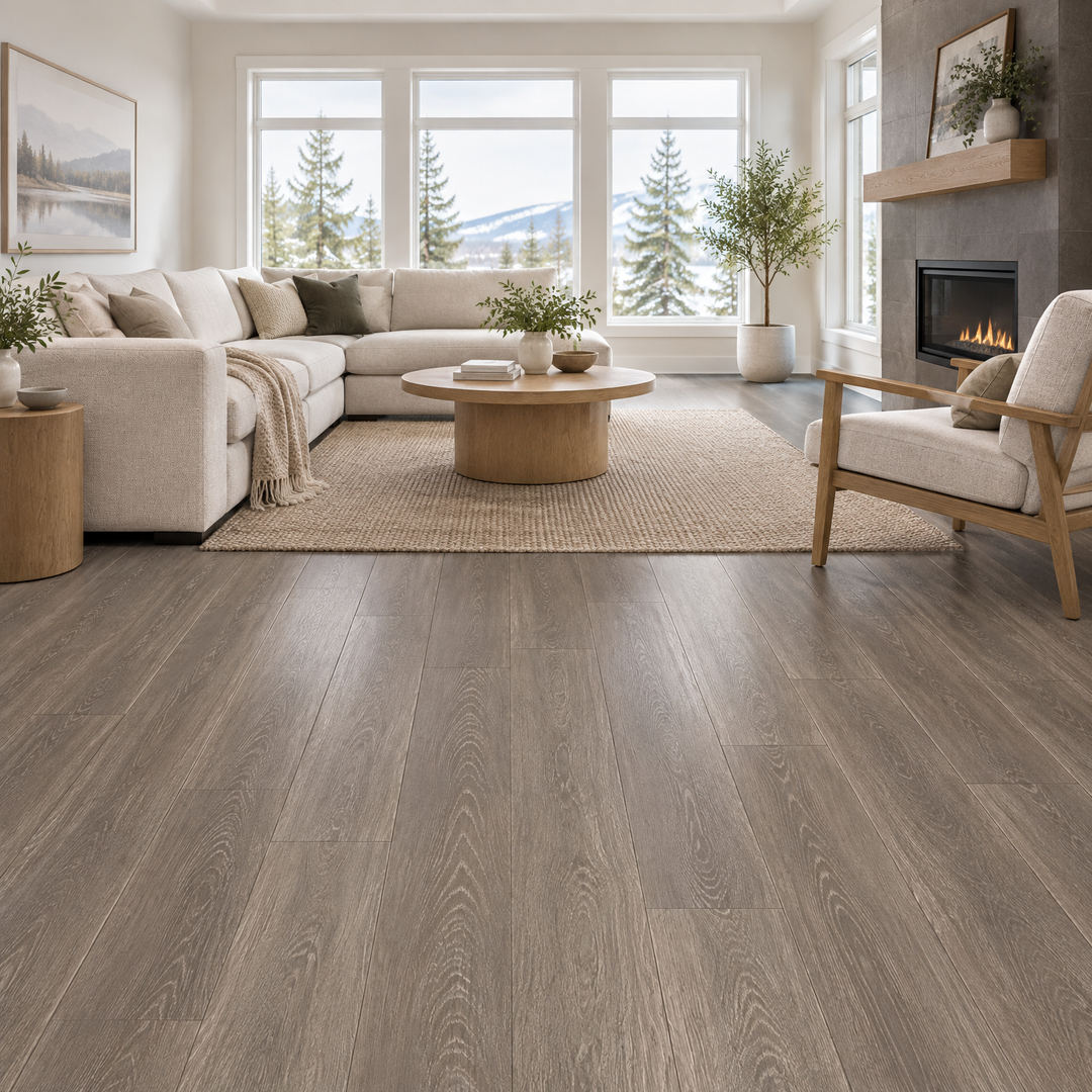 Brown Vinyl Plank 7×48 — CS-04, an illustration of it installed