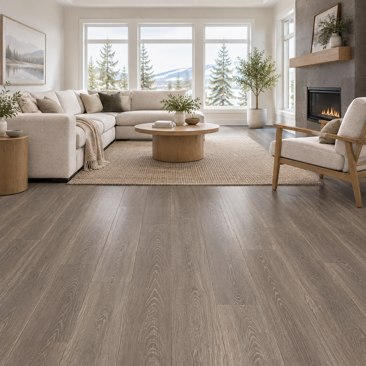 Brown Vinyl Plank 7×48 — CS-04, an illustration of it installed