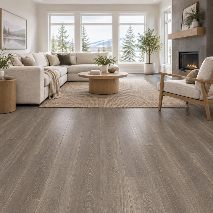 Brown Vinyl Plank 7×48 — CS-04, an illustration of it installed