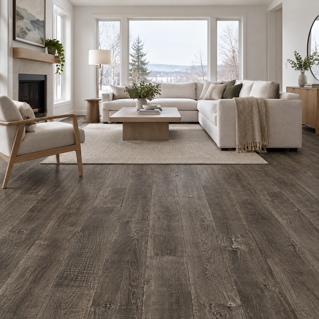 Brown Vinyl Plank 7×48 — CS-13, an illustration of it installed