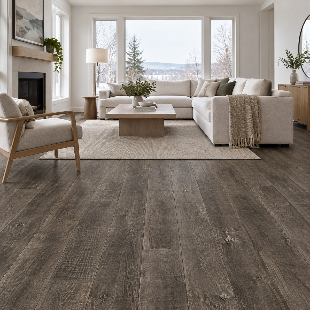 Brown Vinyl Plank 7×48 — CS-13, an illustration of it installed