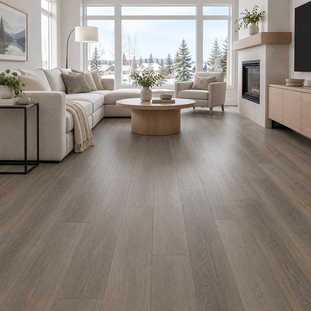 Beige Vinyl Plank 7×48 — DE-03, an illustration of it installed