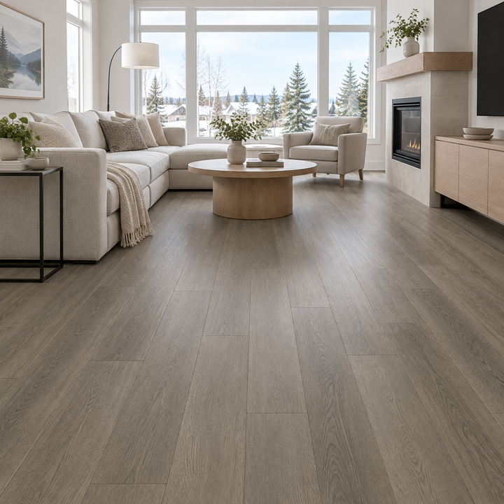 Beige Vinyl Plank 7×48 — DE-03, an illustration of it installed