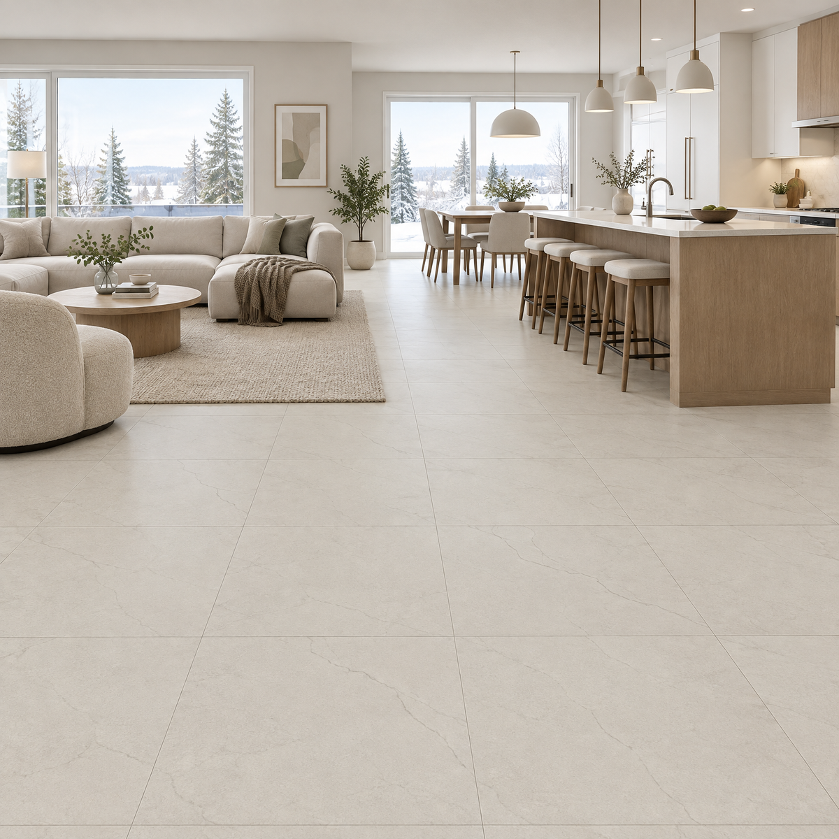 Beige Matte Tile 24×24 — DELC 001, an illustration of it installed