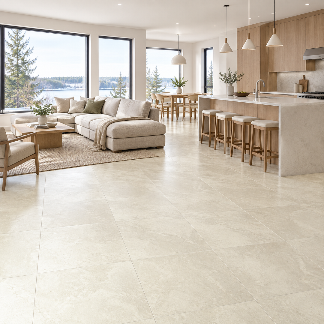 Beige Tile 24×24 — DELC-002, an illustration of it installed