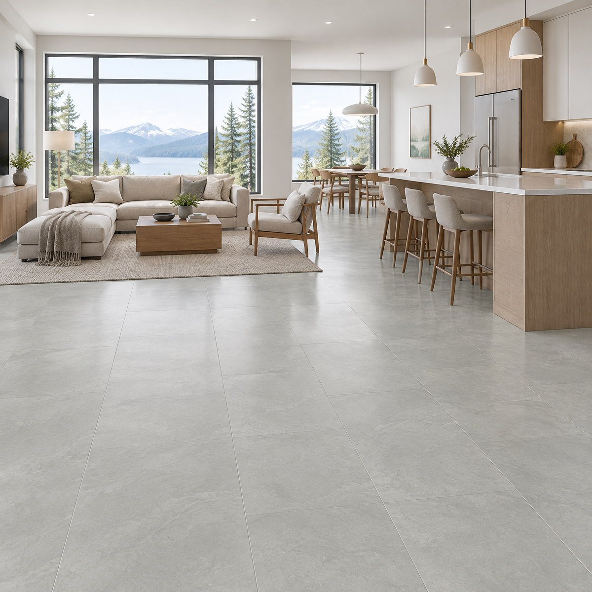 Grey Tile 24×48 — DELC-003, an illustration of it installed