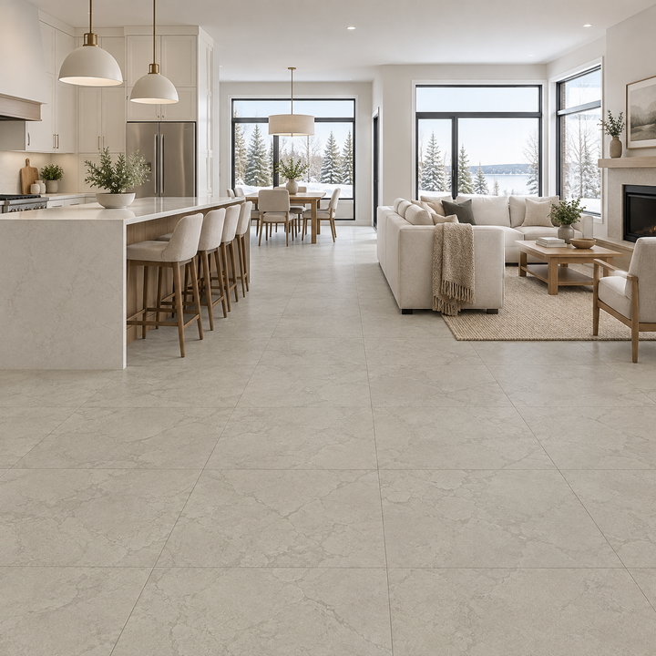 Beige Matte Tile 24×24 — DELC-004, an illustration of it installed