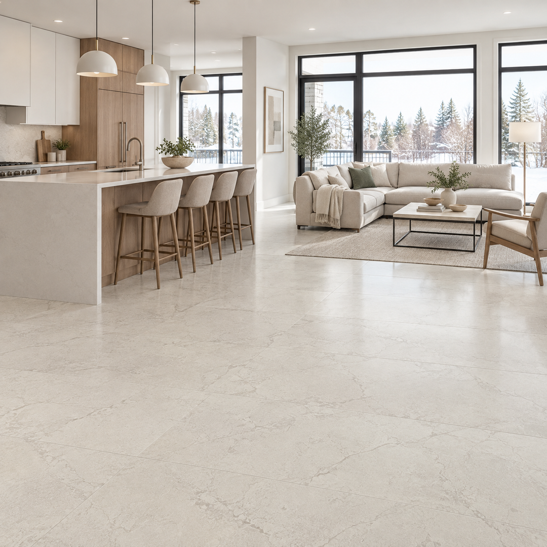 Beige Tile 24×48 — DELC-004, an illustration of it installed