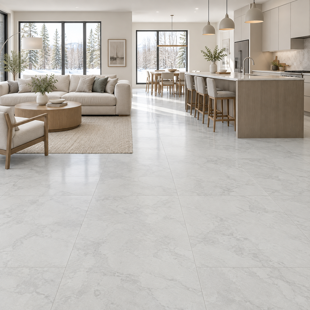 Grey Tile 24×48 — DELC-009, an illustration of it installed