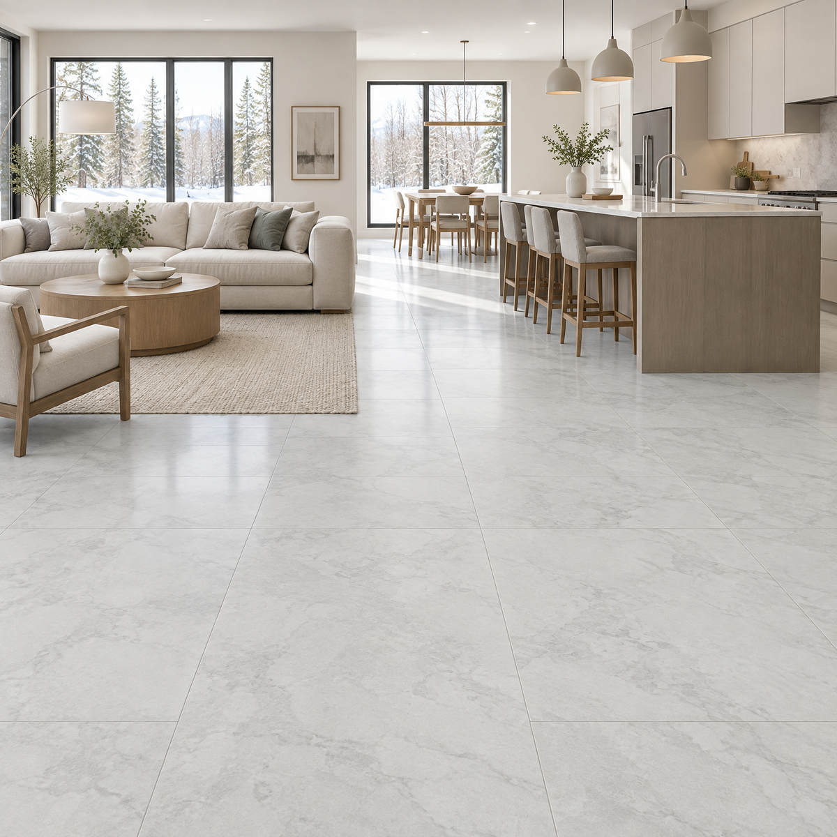 Grey Tile 24×48 — DELC-009, an illustration of it installed