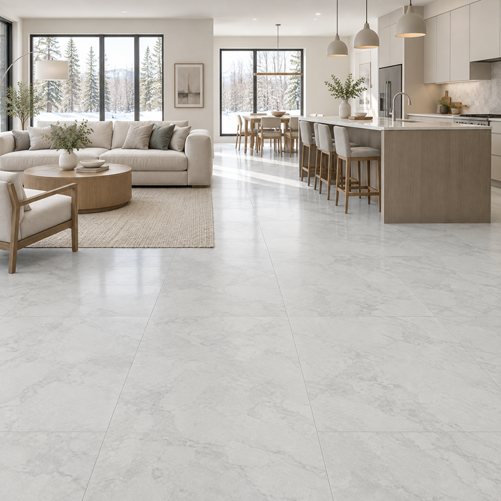 Grey Tile 24×48 — DELC-009, an illustration of it installed