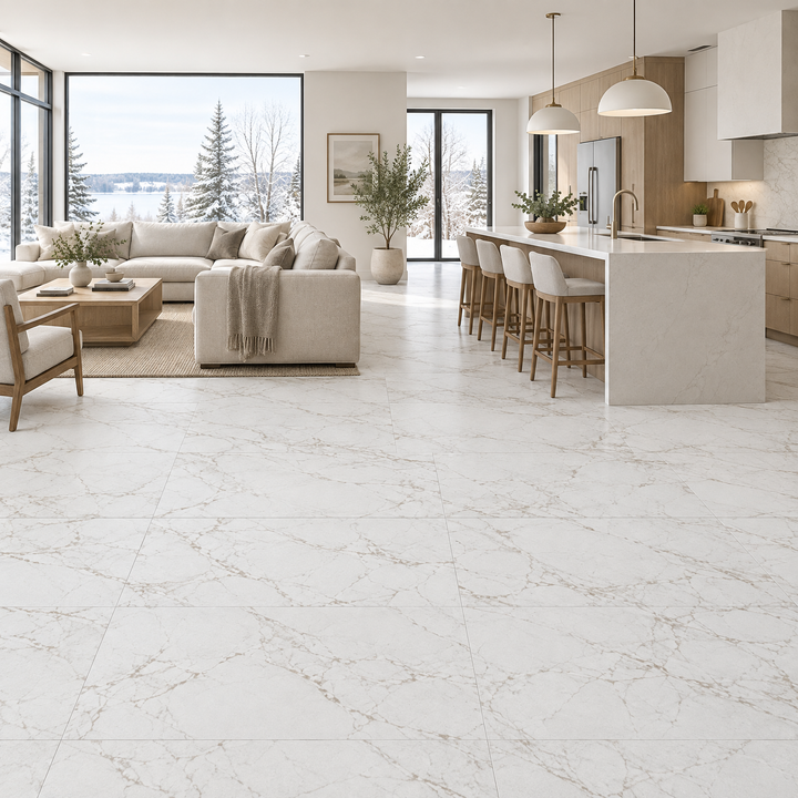White Matte Tile 24×48 — DIVC-001, an illustration of it installed