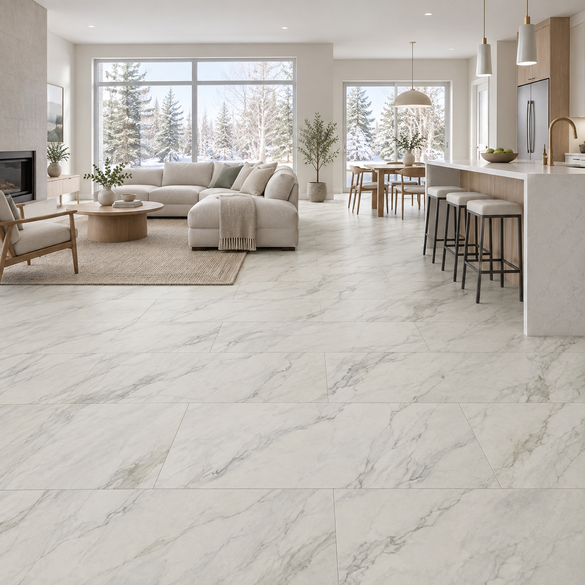 Beige Matte Tile 24×48 — DIVC-002, an illustration of it installed