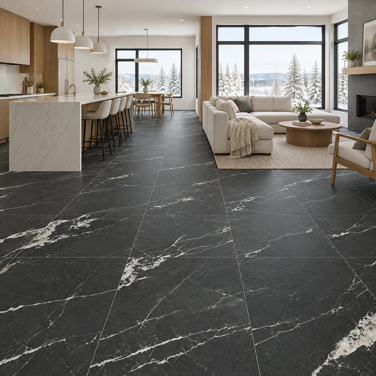 Grey Tile 24×48 — DIVC-04, matte, an illustration of it installed