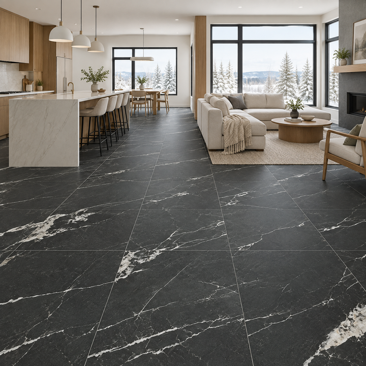 Grey Tile 24×48 — DIVC-04, matte, an illustration of it installed