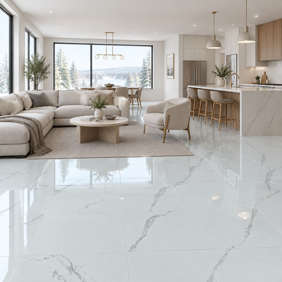 Effco Satvario Glossy Tile 24×24, an illustration of it installed
