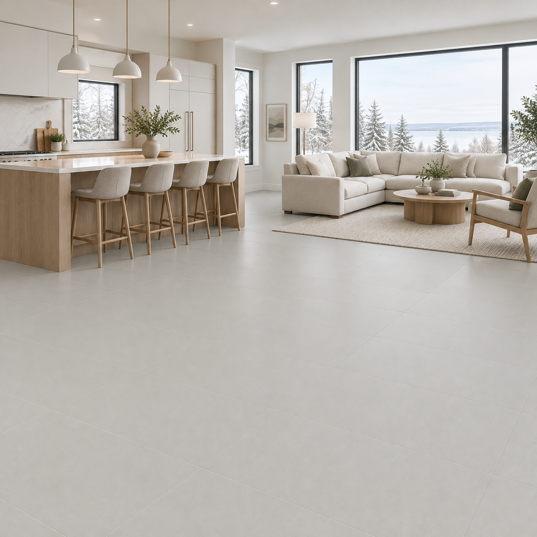 Grey Matte Tile 12×24 — EUT-16, an illustration of it installed
