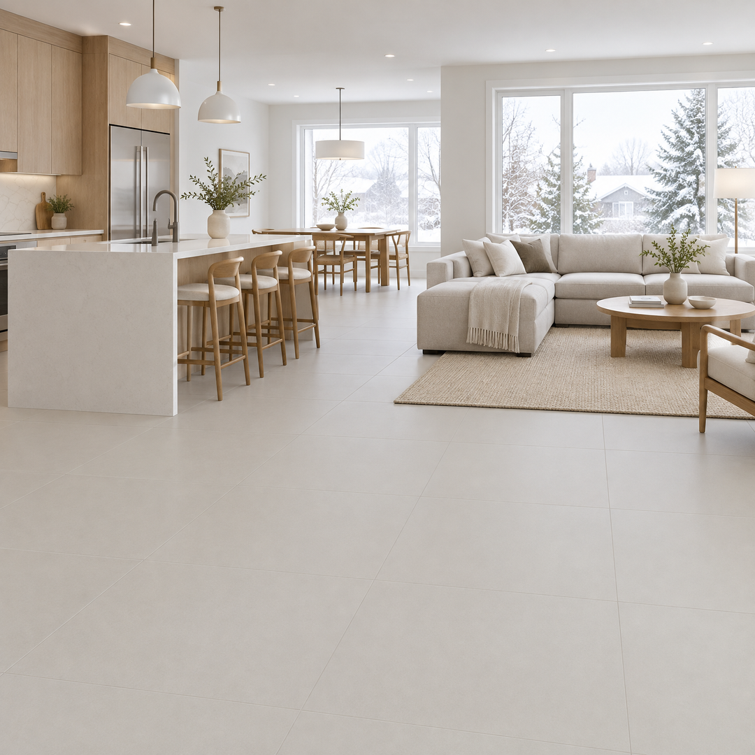 White Matte Tile 24×24 — EUT-16, an illustration of it installed