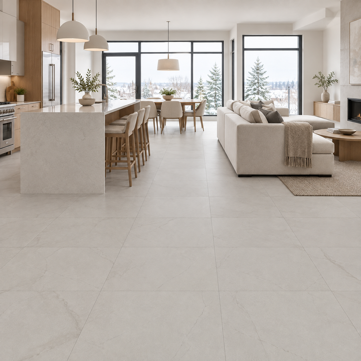White Matte Tile 24×24 — EUT-33, an illustration of it installed