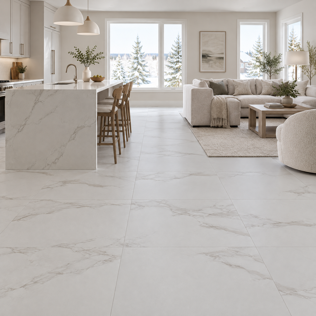 White Matte Tile 24×24 — EUT-34, an illustration of it installed