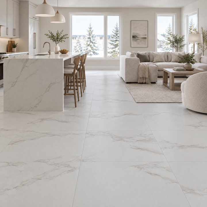 White Matte Tile 24×24 — EUT-34, an illustration of it installed