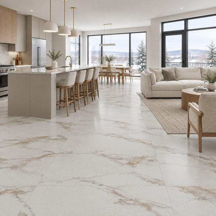 Grey Tile 24×48 — EUT-34, an illustration of it installed