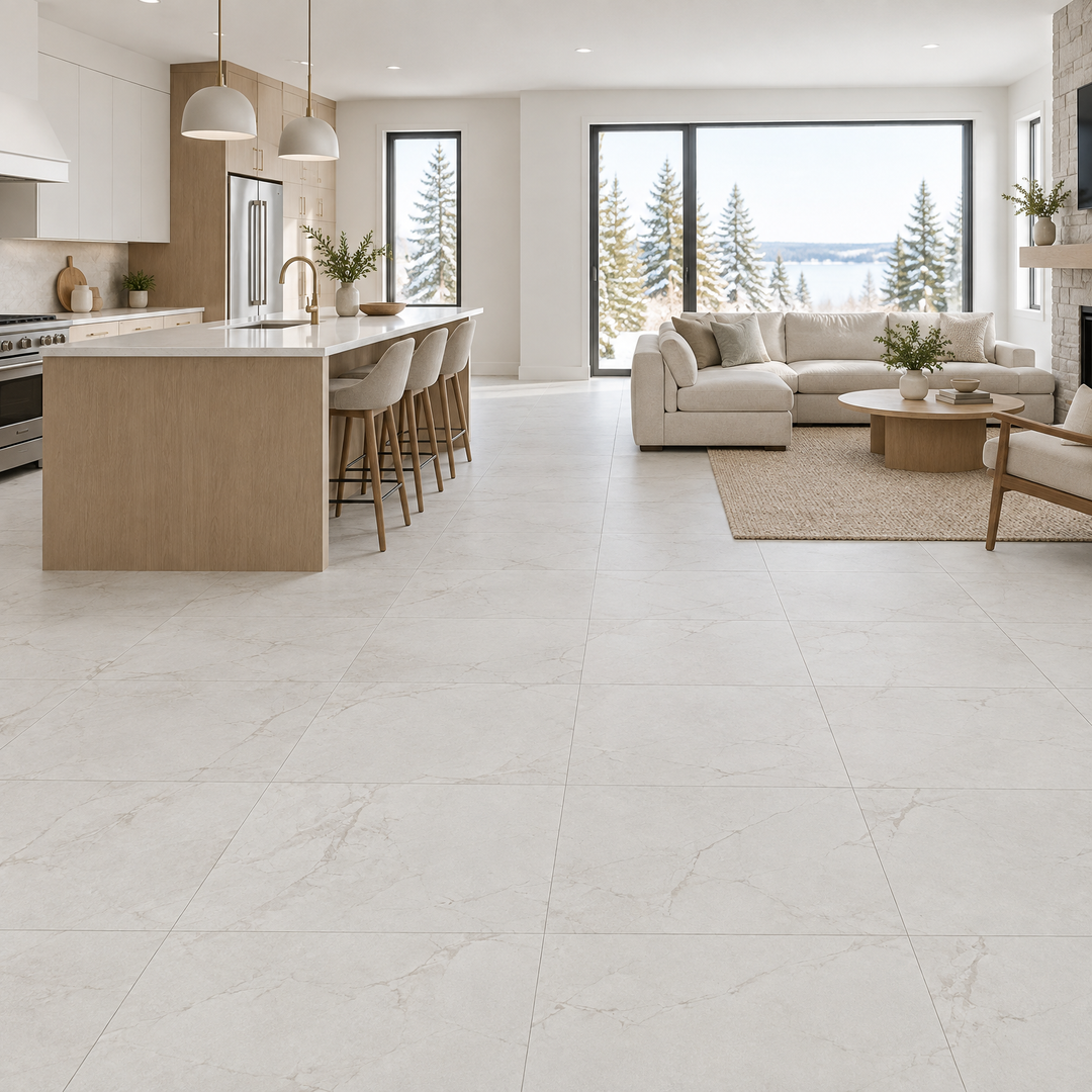 White Matte Tile 24×24 — EUT-35, an illustration of it installed