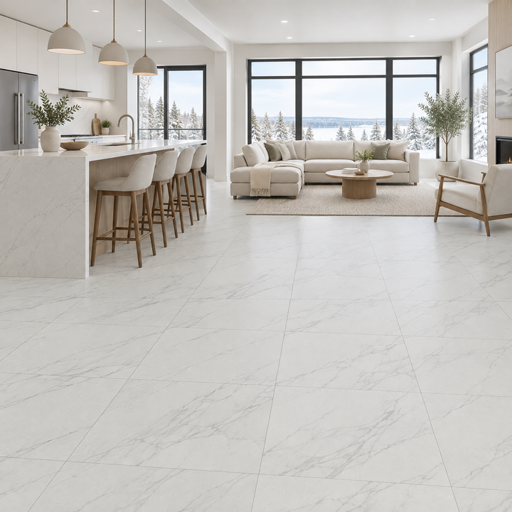 White Tile 24×24 — GL-006, an illustration of it installed