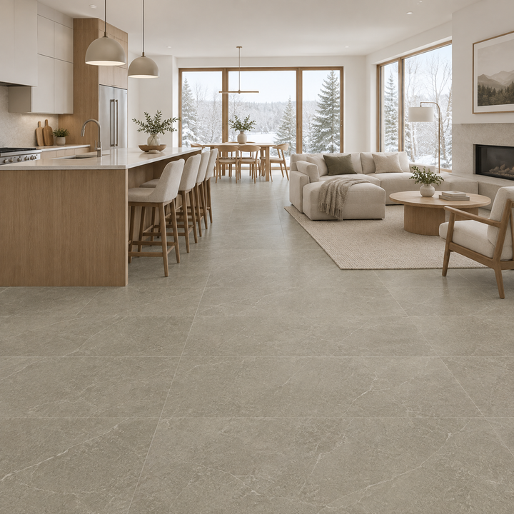 Beige Tile 24×48 — GL-008, matte, an illustration of it installed