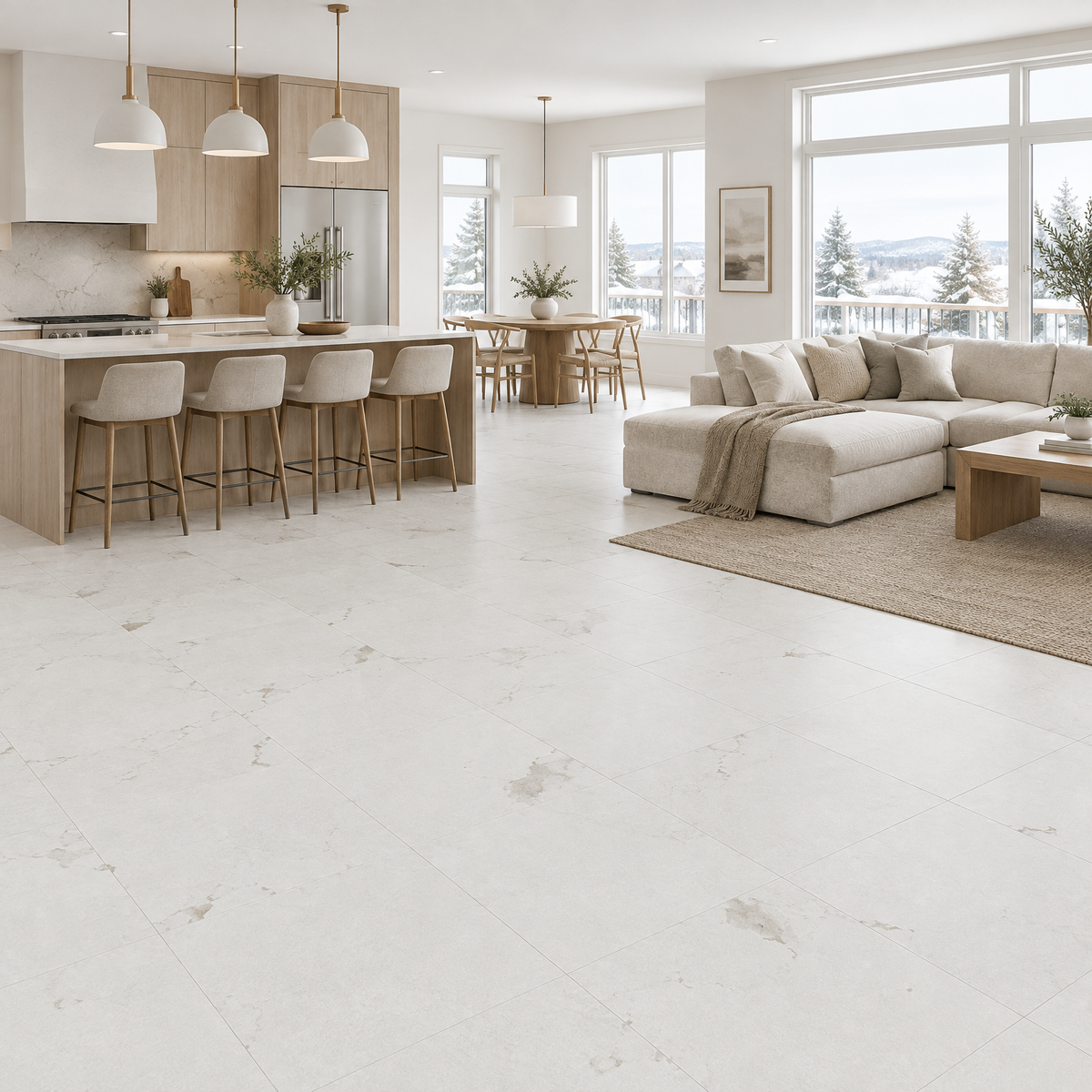 Golden Satvario Matte Tile 24×24, an illustration of it installed