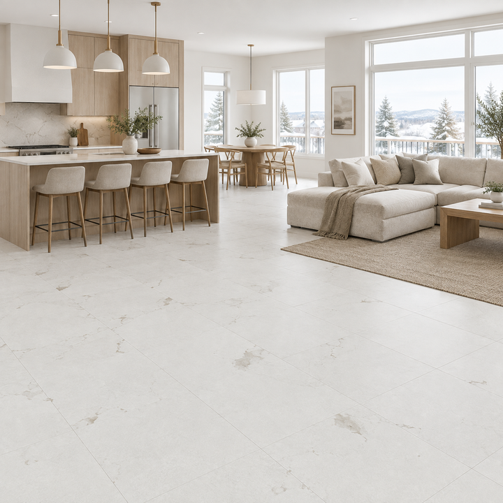 Golden Satvario Matte Tile 24×24, an illustration of it installed