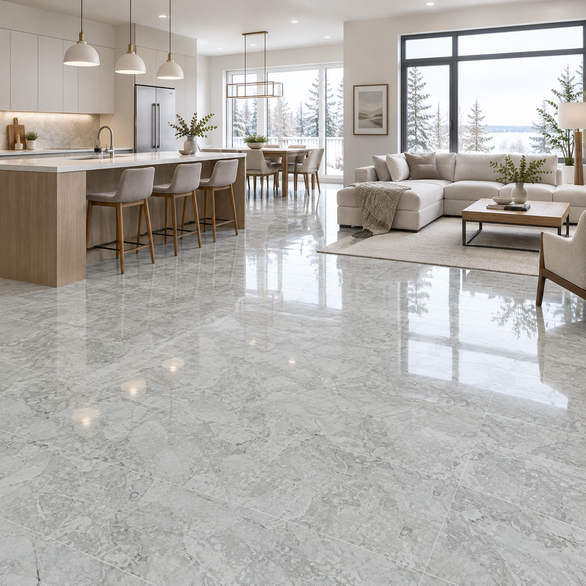 Grassia White, 12×24 glossy, tile, an illustration of it installed