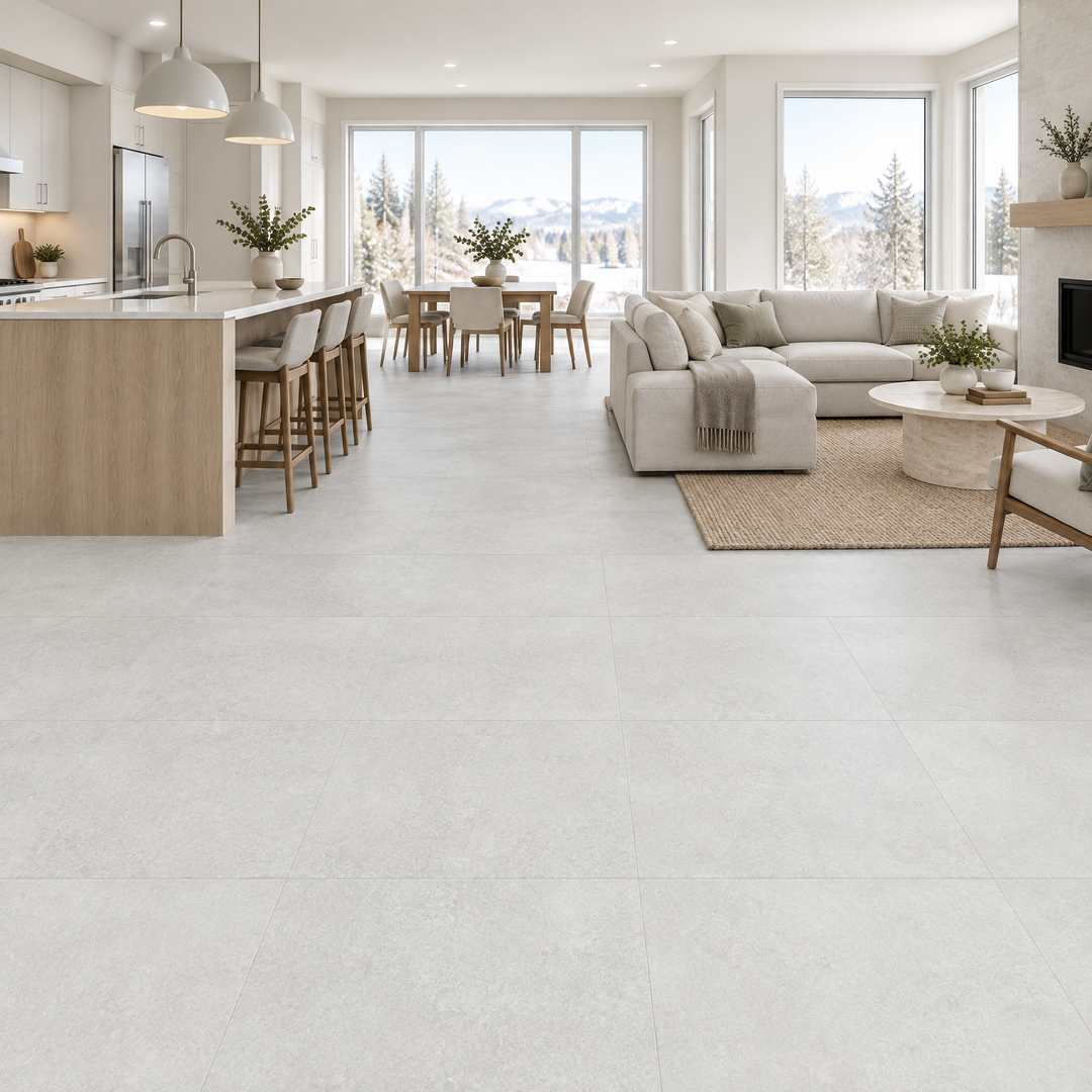 Grigio Chiaro Matte Tile 24×48, an illustration of it installed