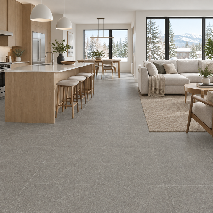Grigio Medio, 12×24 matte, tile, an illustration of it installed