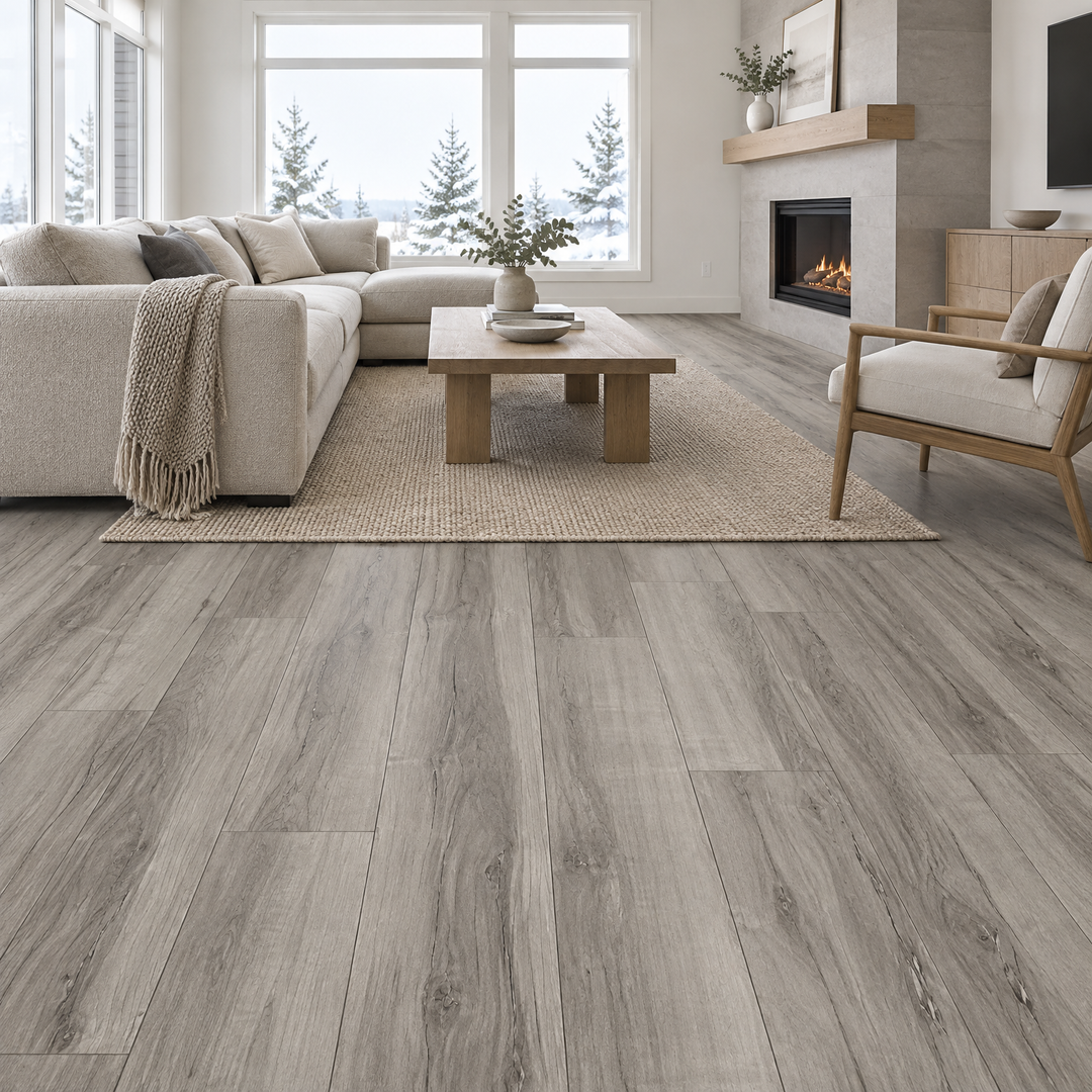 Beige Vinyl Plank 7×48 — GS-01, an illustration of it installed