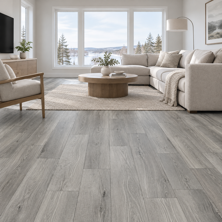 Beige Vinyl Plank 7×48 — GS-05, an illustration of it installed