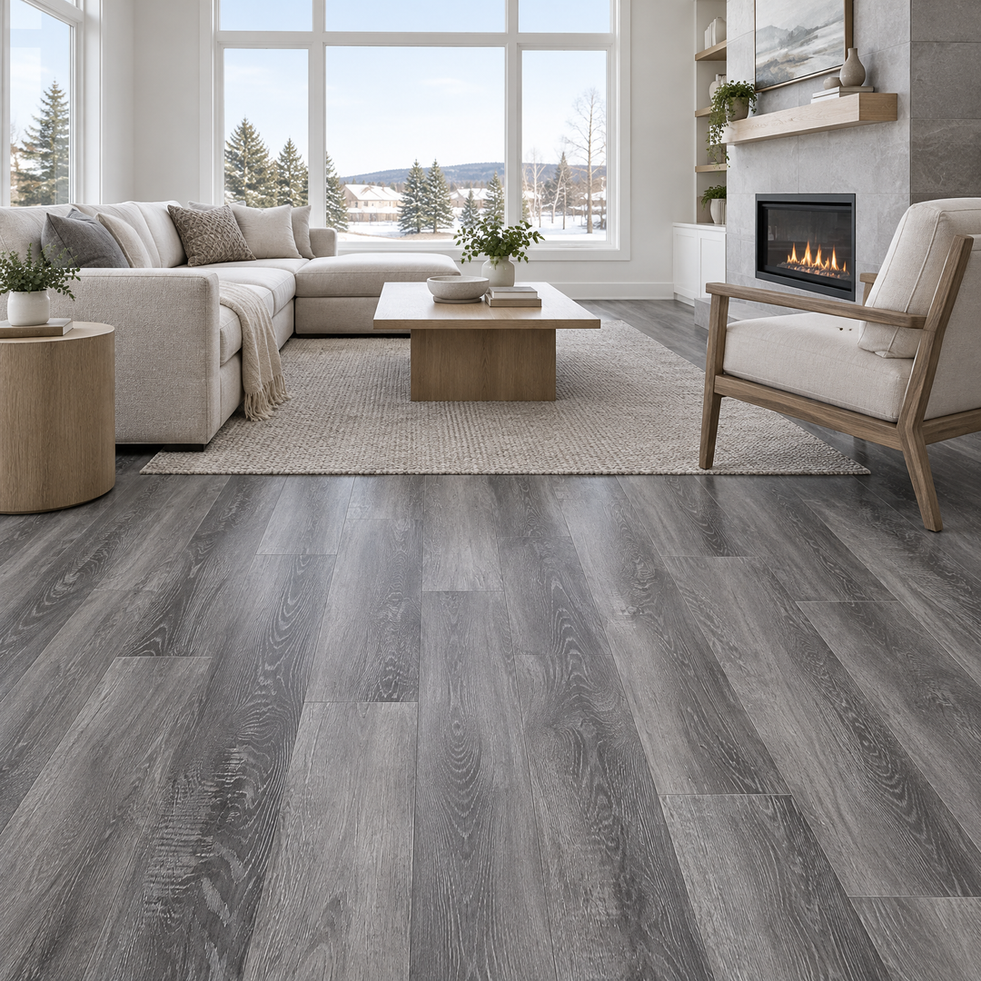 Grey Vinyl Plank 7×48 — GS-13, an illustration of it installed