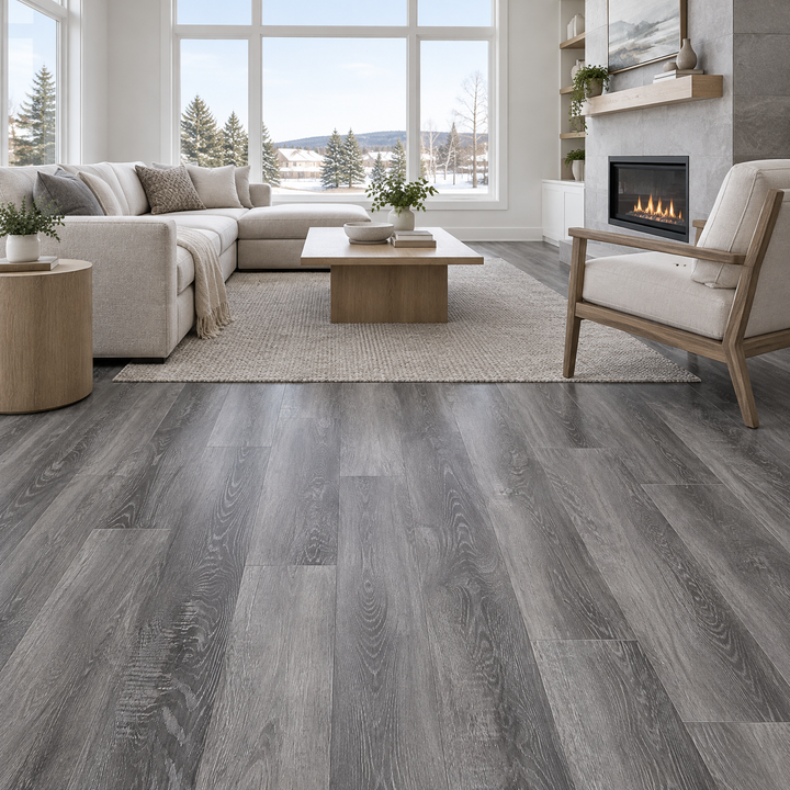 Grey Vinyl Plank 7×48 — GS-13, an illustration of it installed