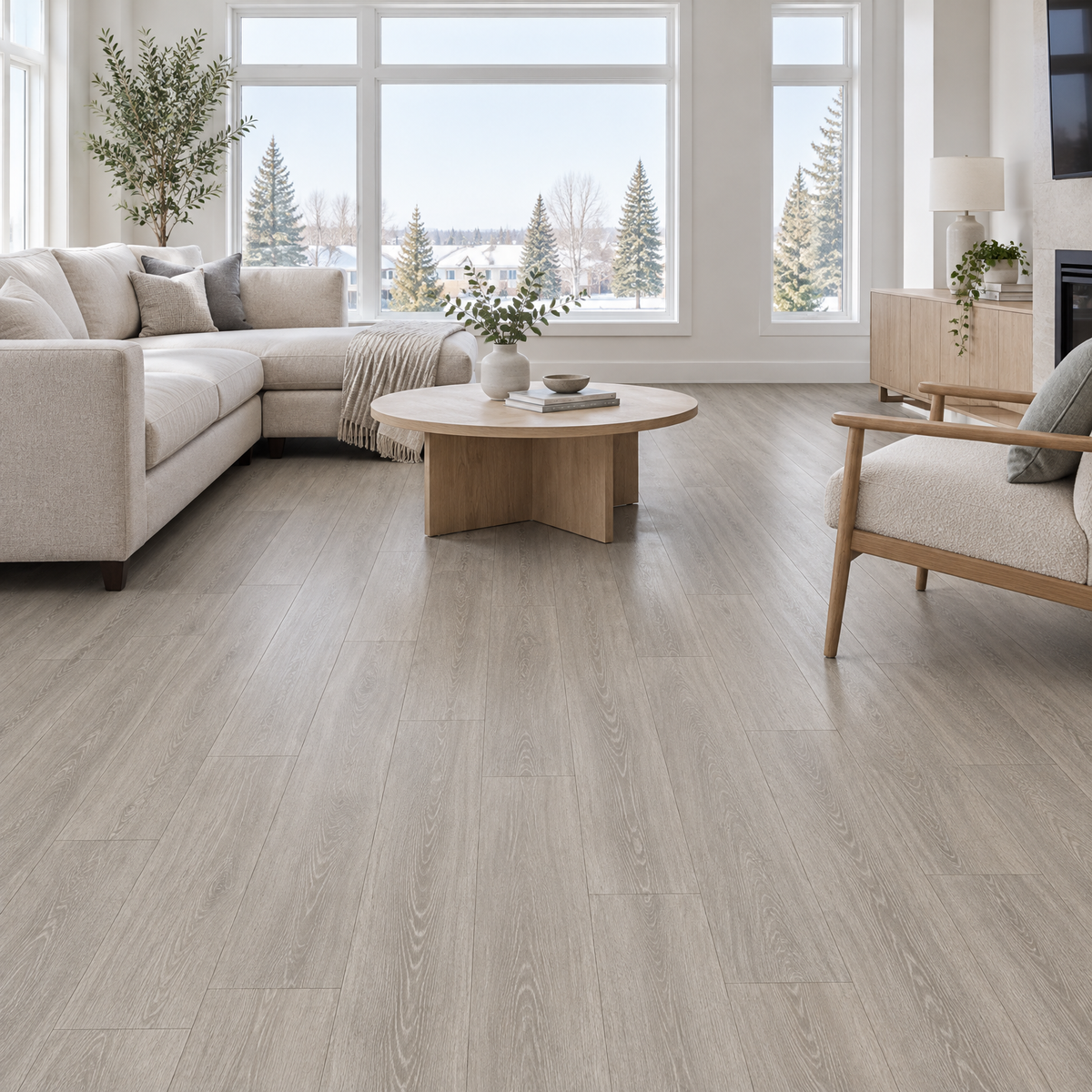 Beige Vinyl Plank 7×48 — GS-14, an illustration of it installed