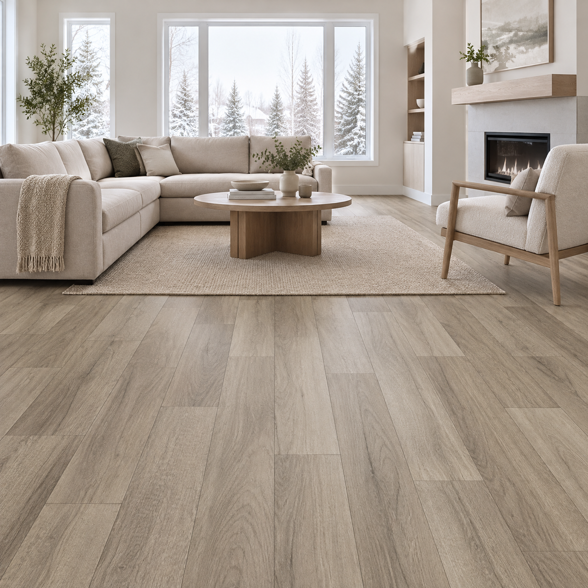 Beige Vinyl Plank 7×48 — GS-15, an illustration of it installed