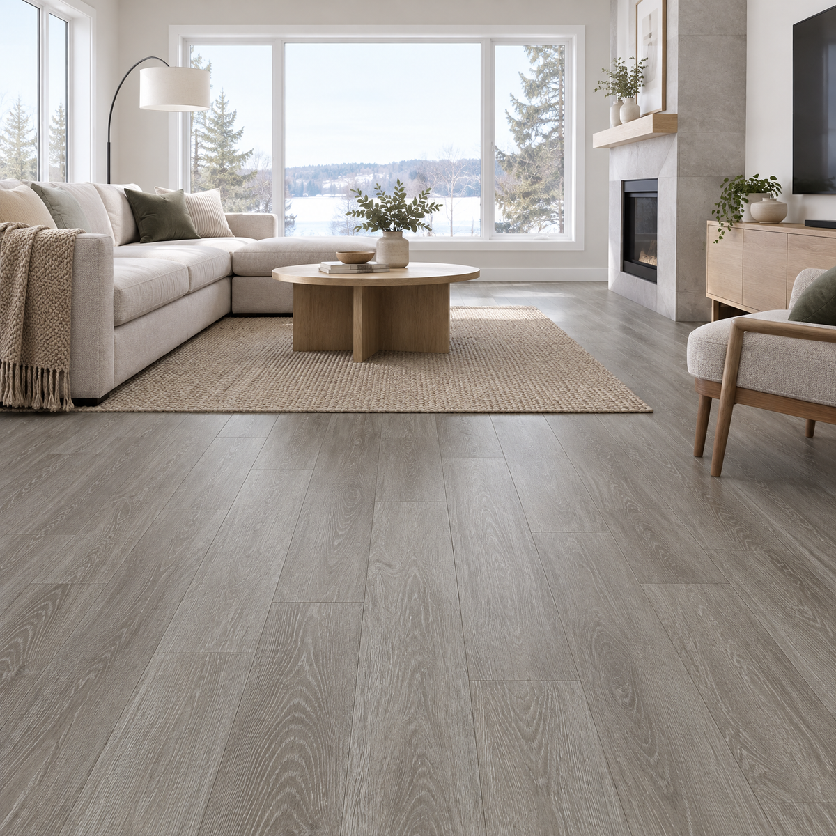 Grey Vinyl Plank 7×48 — GS-16, an illustration of it installed