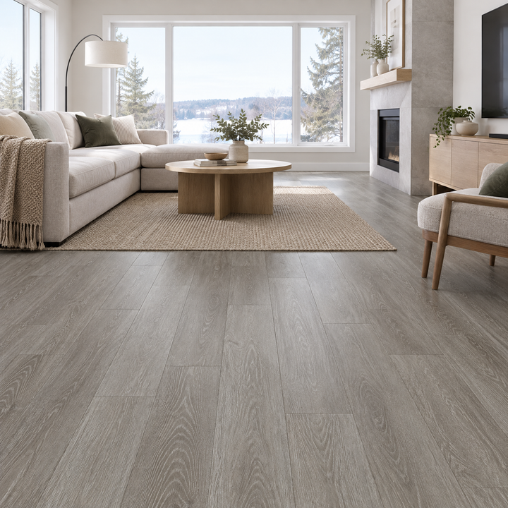 Grey Vinyl Plank 7×48 — GS-16, an illustration of it installed