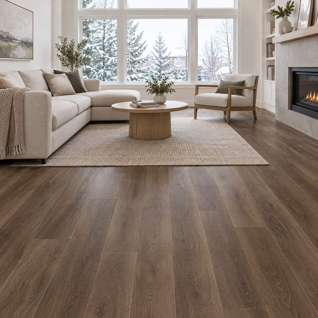 Brown Vinyl Plank 7×48 — GS-31, an illustration of it installed