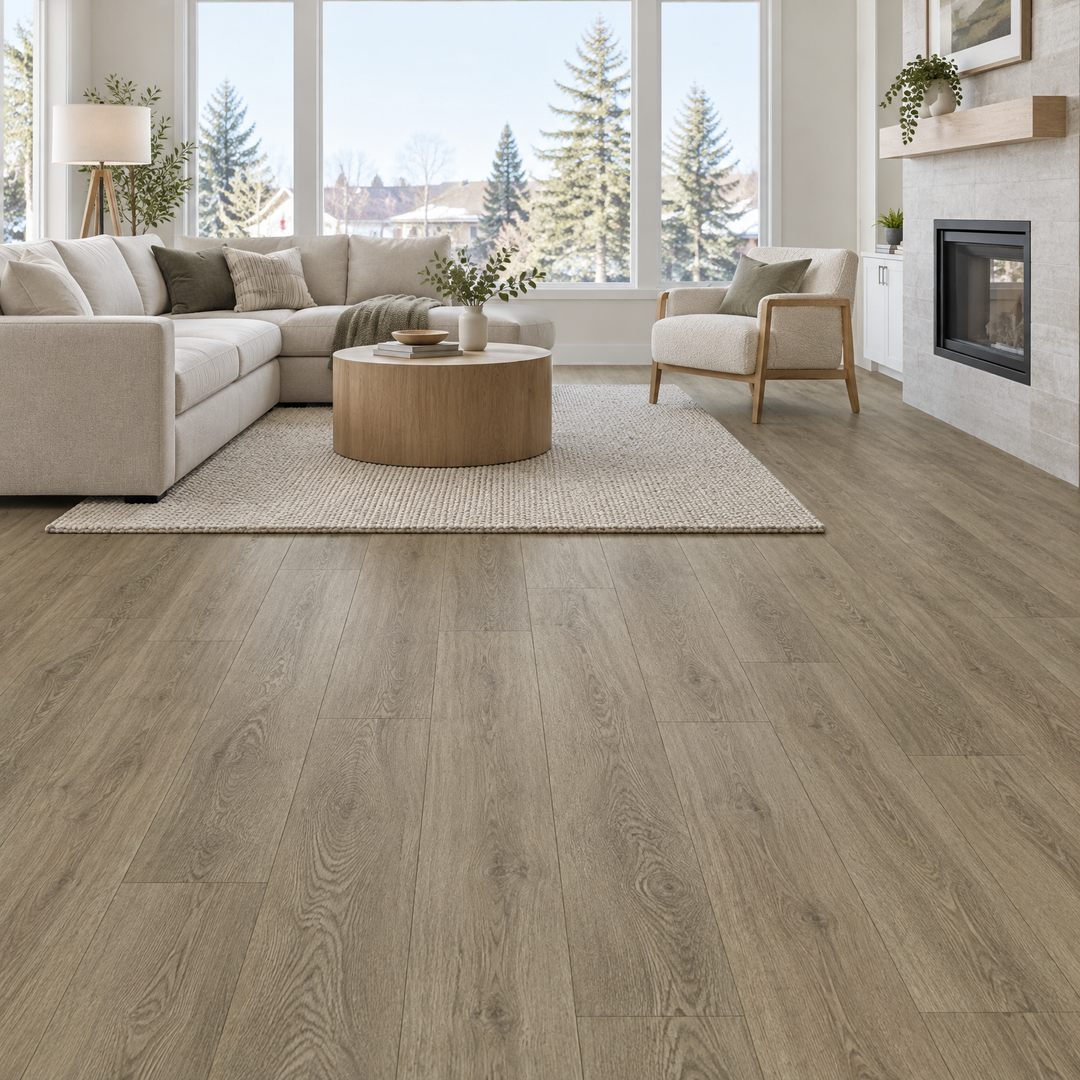 Beige Vinyl Plank 7×48 — GS-32, an illustration of it installed