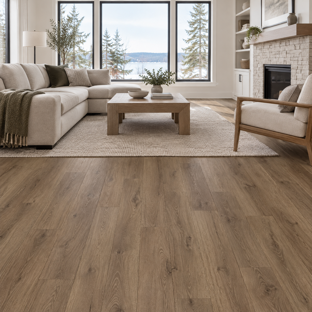 Brown Vinyl Plank 7×48 — GS-33, an illustration of it installed