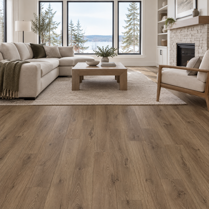 Brown Vinyl Plank 7×48 — GS-33, an illustration of it installed